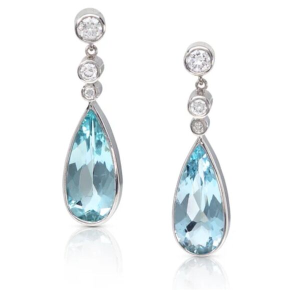 BlueāstoneādropāearringsāA76 - Picture 1 of 4